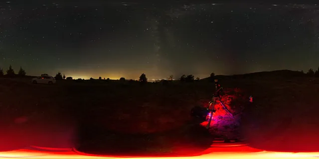 A 360-degree night-sky panorama beneath the Milky Way